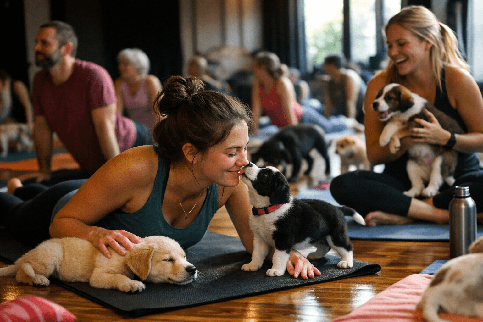 Blacksburg Community Turns Out for Puppy Yoga at In Balance