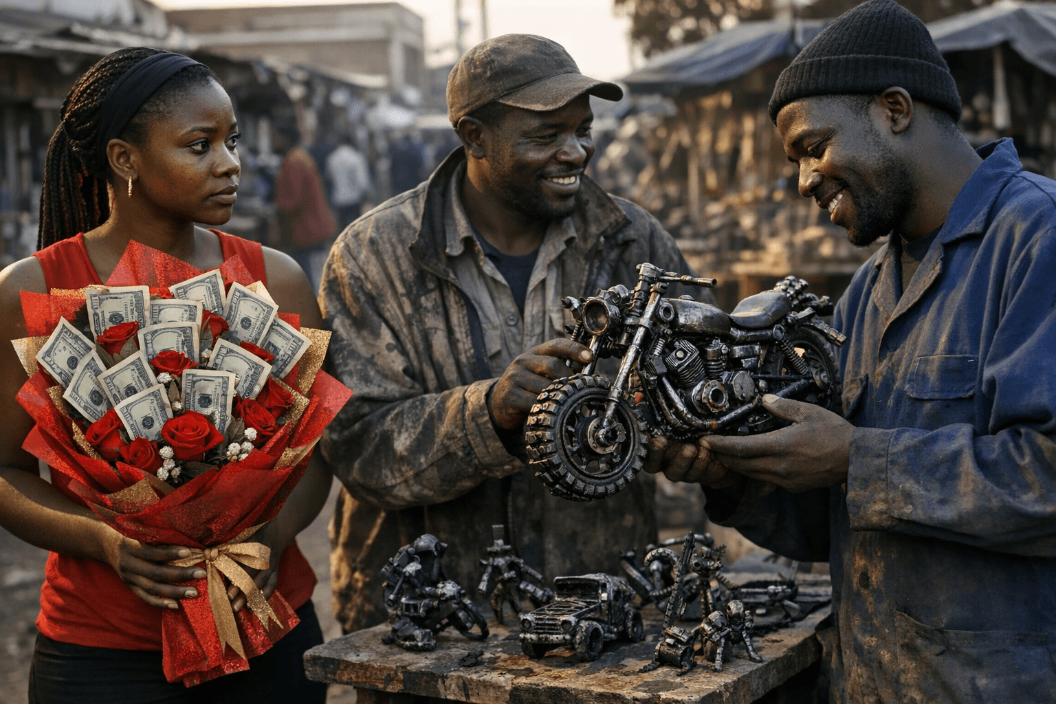 In Zimbabwe, cash bouquets and scrap-metal gifts rival traditional flowers