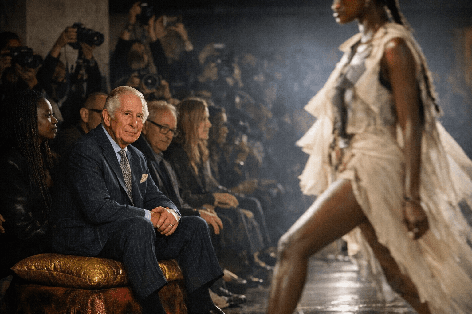 King Charles III Front Row at Tolu Coker’s LFW Opening Show