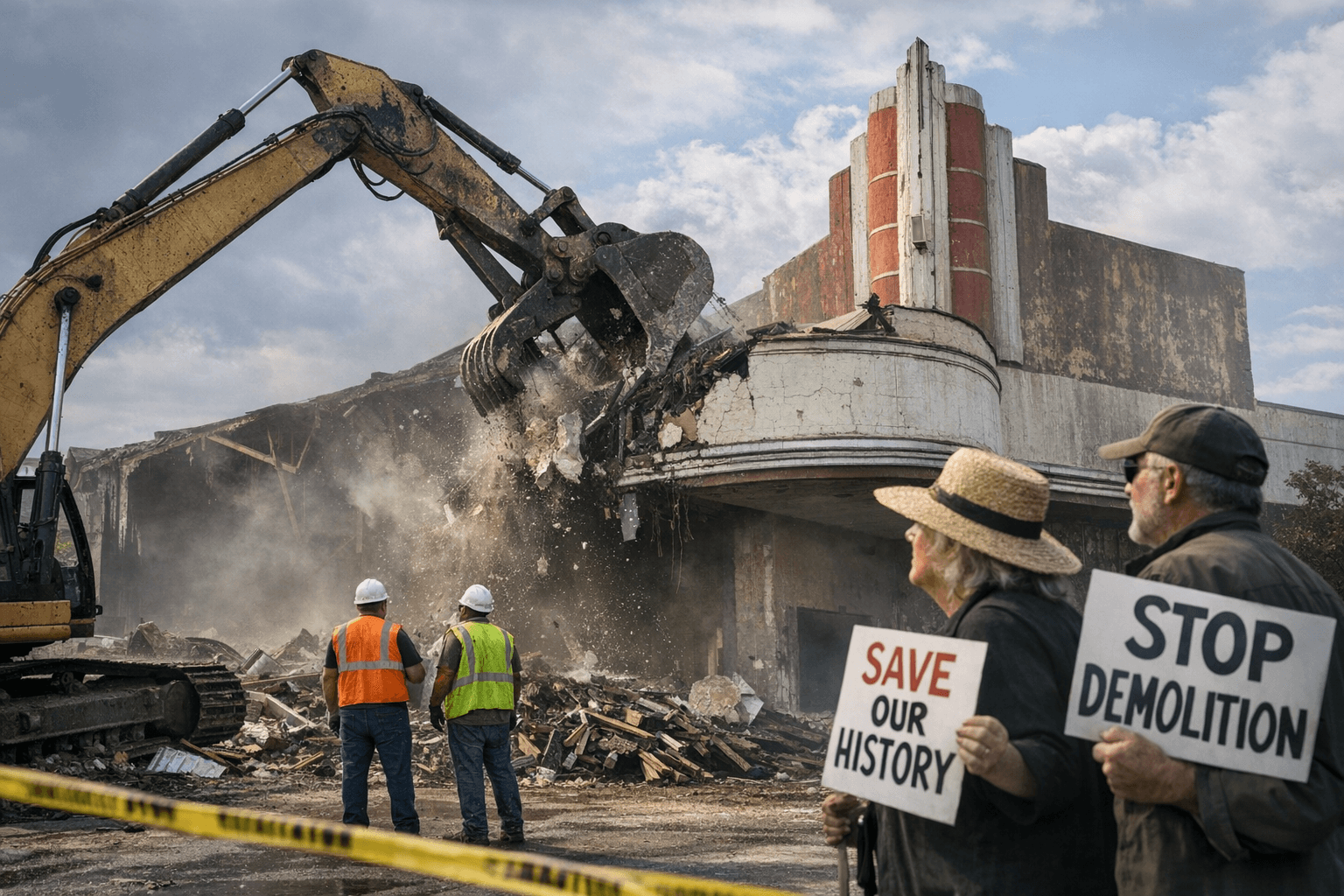 Garden Oaks Theater deconstruction begins after $7.1M sale; preservationists protest