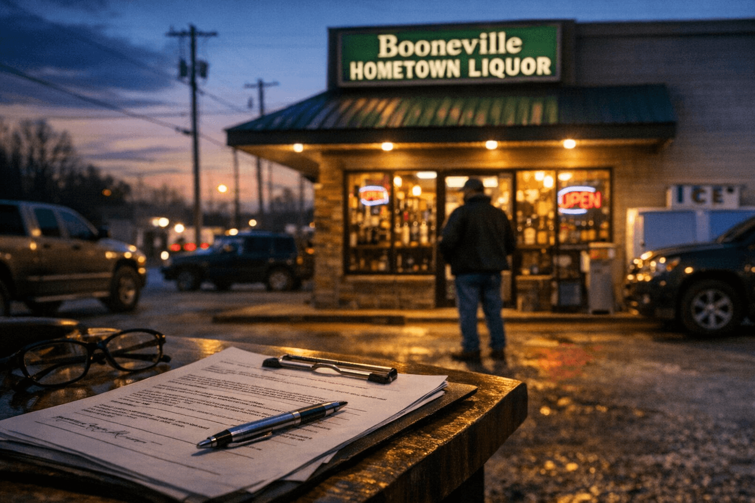 Mahadev 2026 LLC dba Booneville Hometown Liquor files declaration of intent