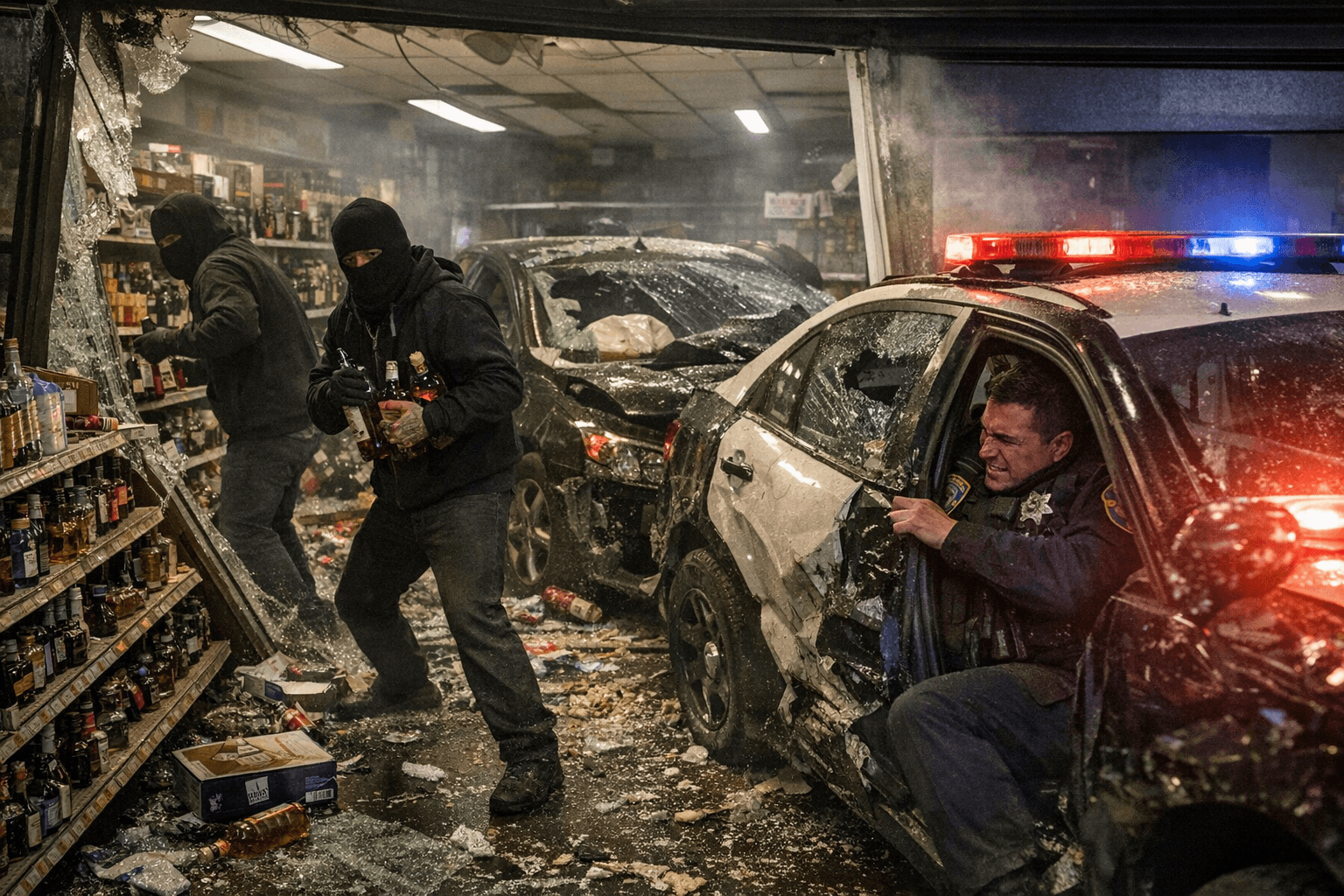 Three Masked Suspects Ram San Francisco Store, Steal Alcohol, Trap Officer