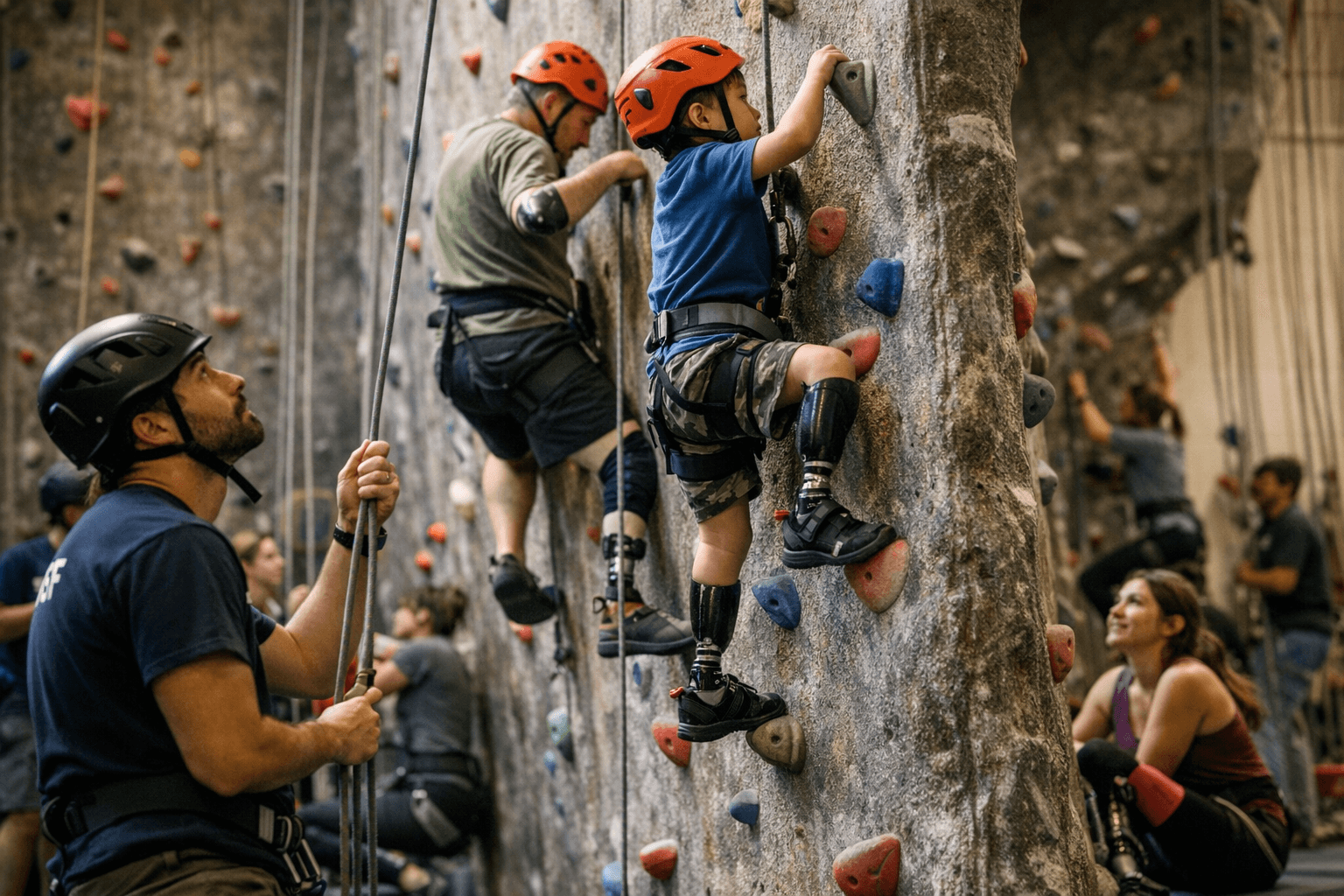 UCSF Orthotics and Prosthetics Team Hosts All-Ages Adaptive Climbing Clinic in Presidio