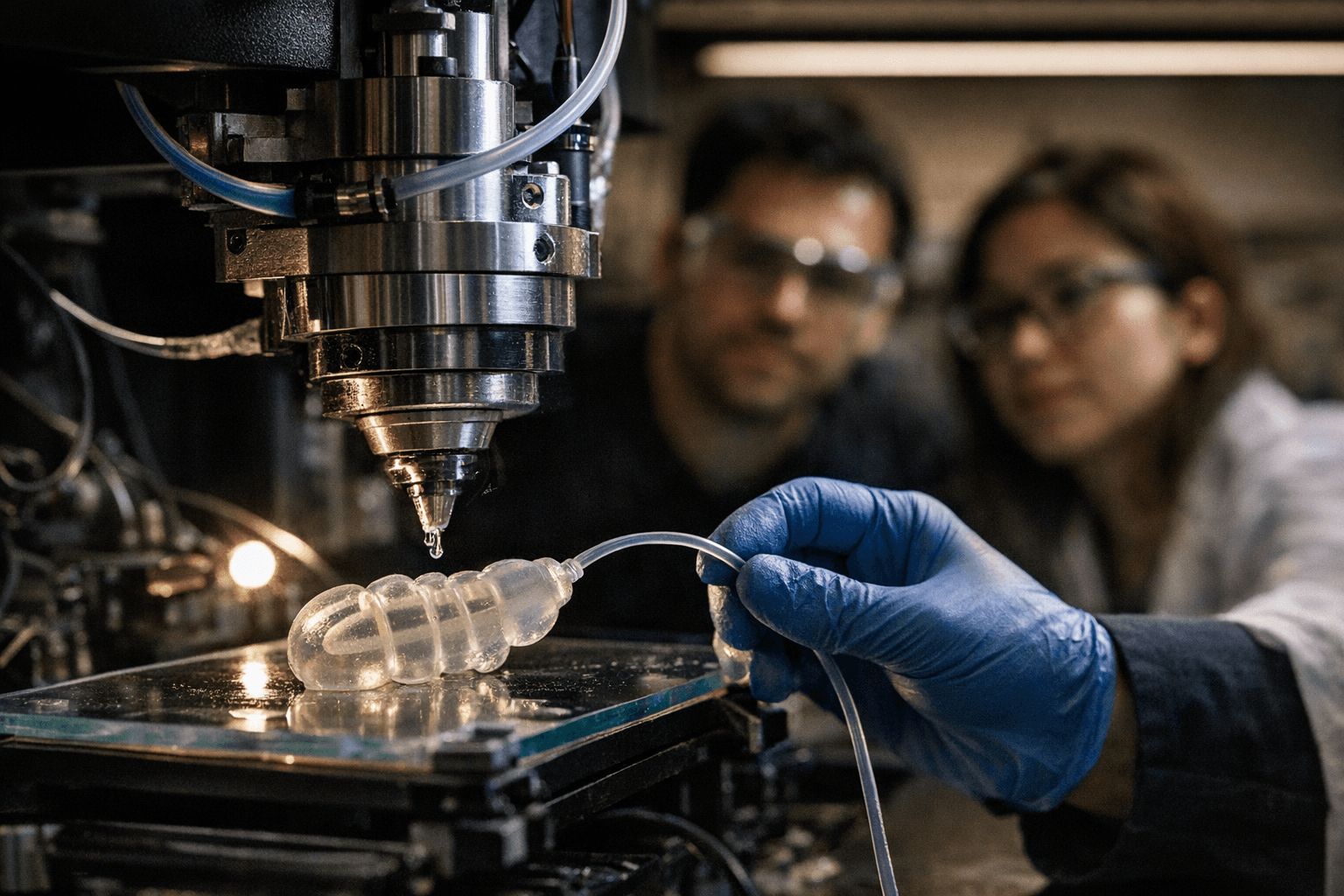 Rotational multimaterial 3D printing embeds pneumatic channels for programmable soft robots