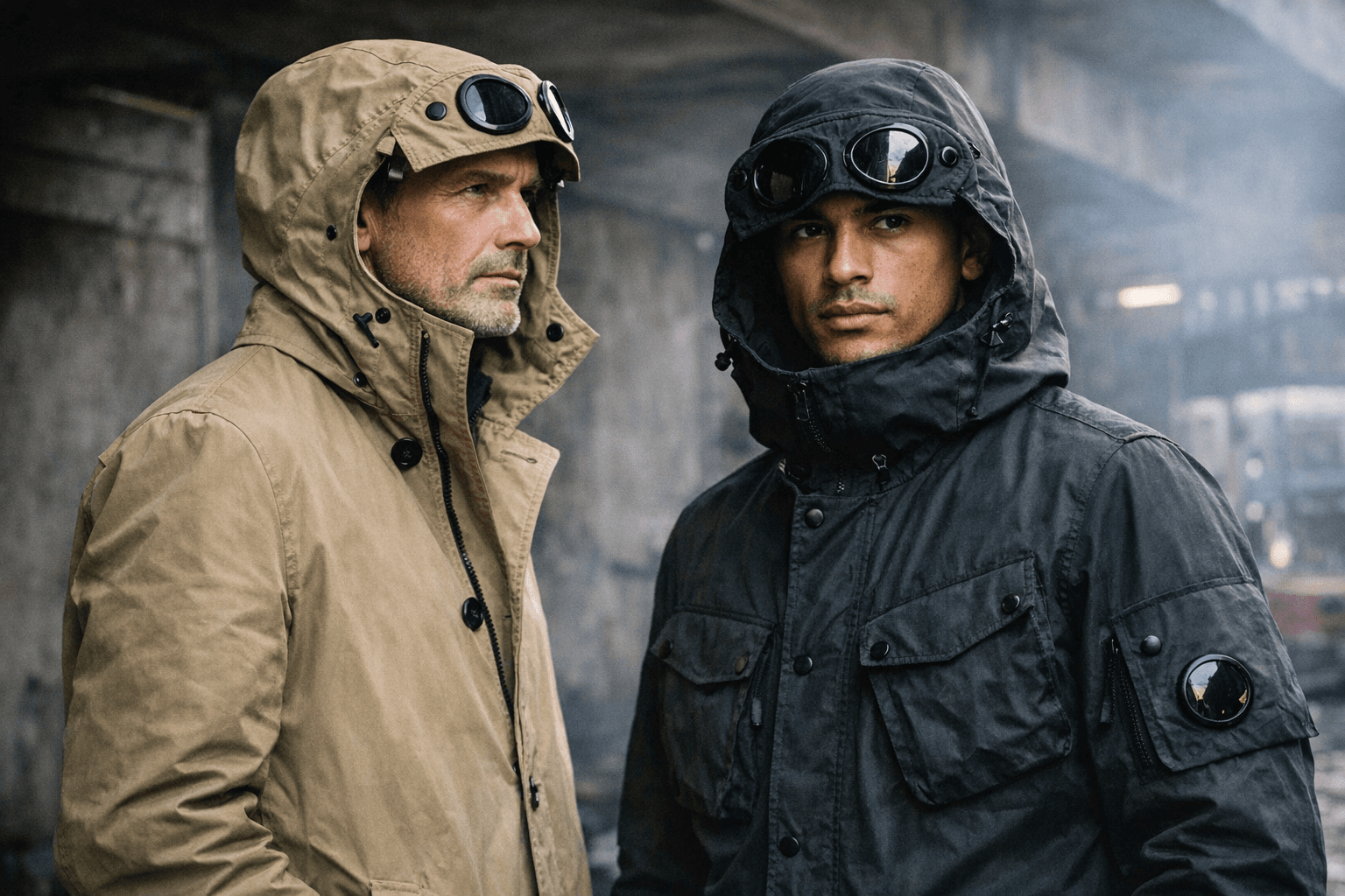 Mackintosh and C.P. Company Debut Rubberized Cotton Trench and Goggle Jacket