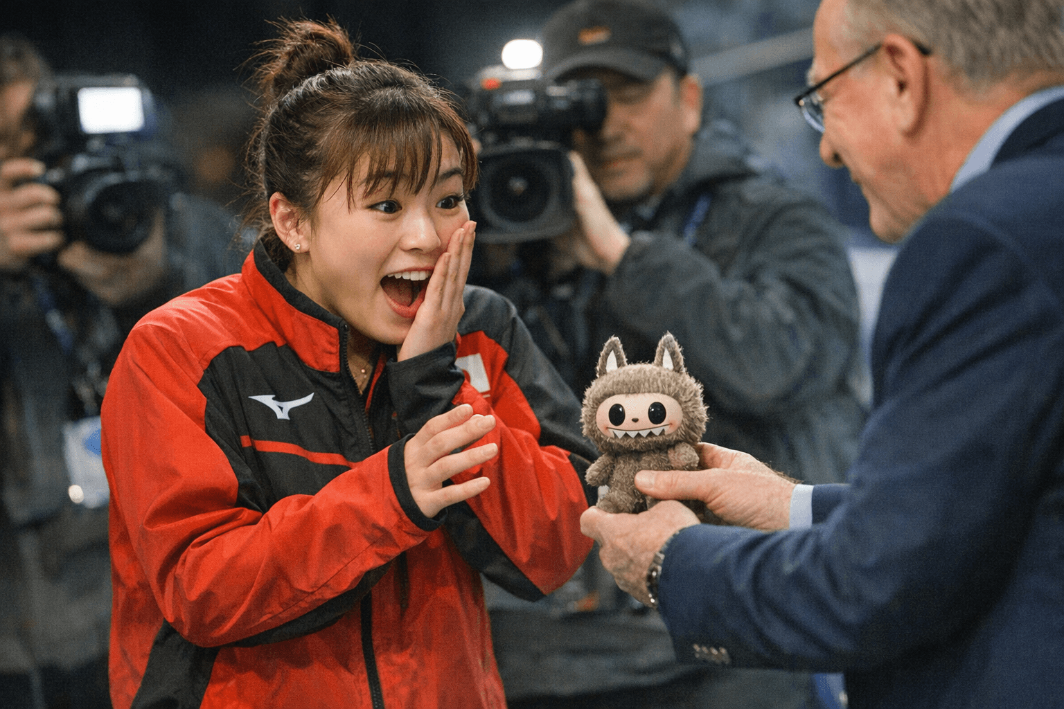 ISU Gifts Labubu Toy to Kaori Sakamoto, Fans Adore Surprised Reaction