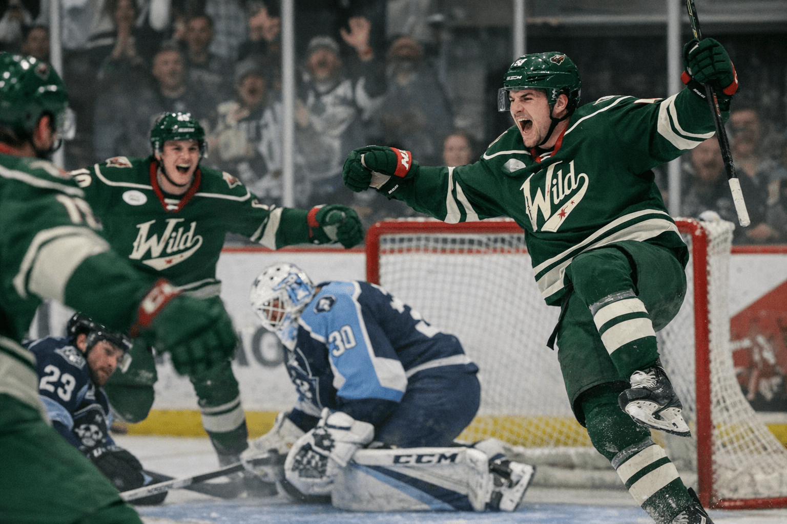 Olausson's 19-Second Goal and Lambos' OT Winner Lift Iowa Wild Past Admirals