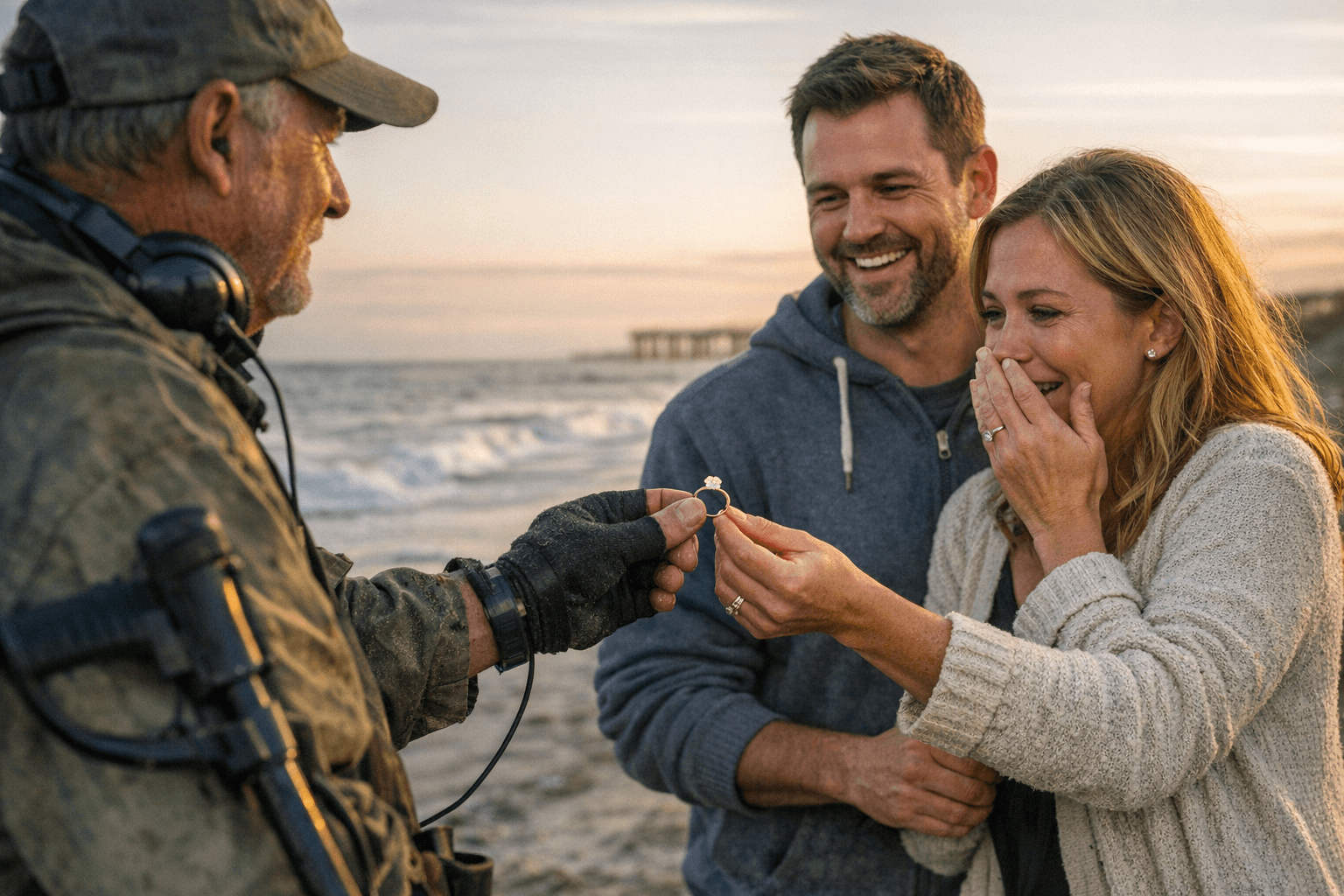 Metal-detecting man returns lost engagement ring to grateful Georgia couple, refuses reward