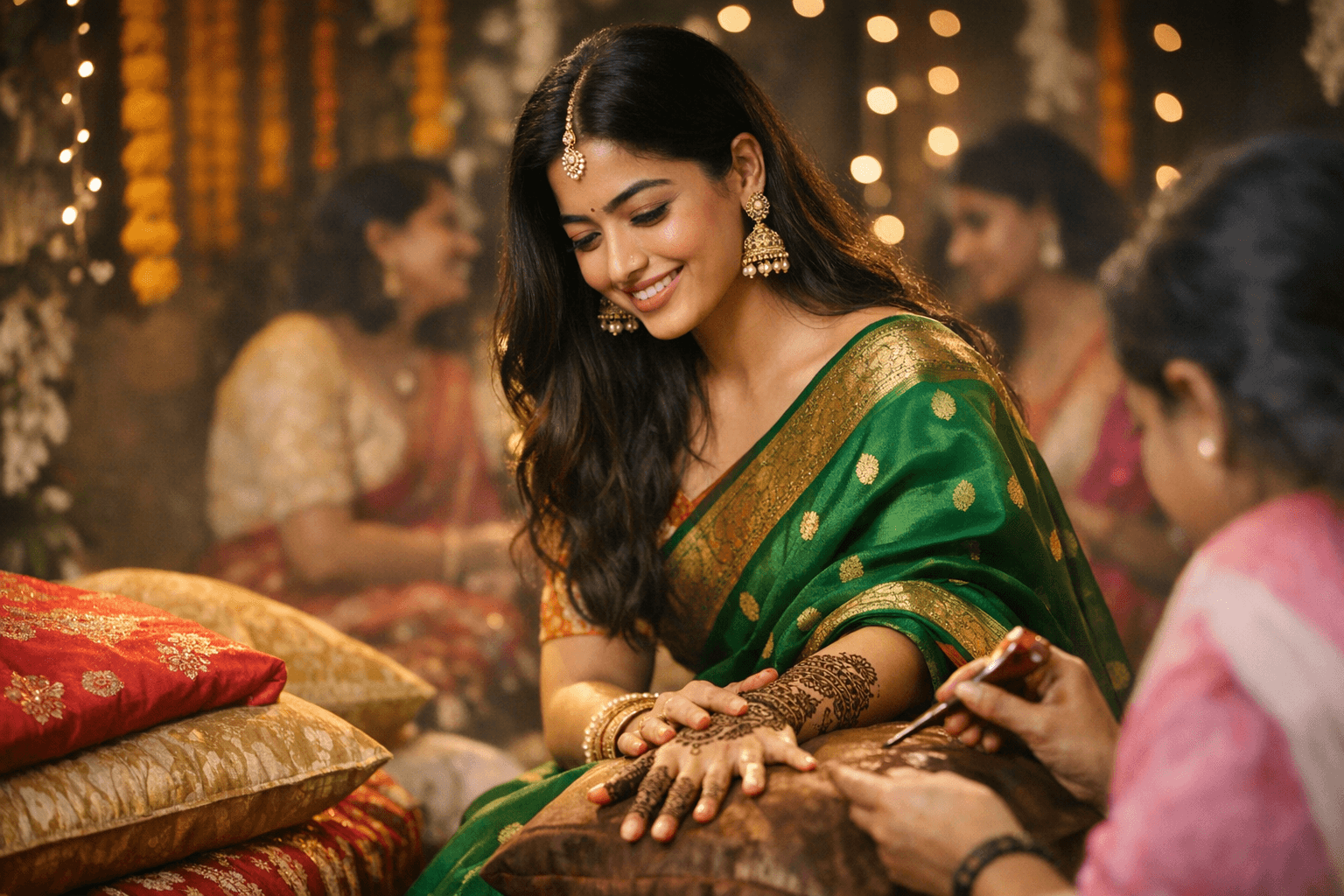 Rashmika Mandanna’s Trousseau Spotted: Silk Sarees for Mehendi and Pre-Wedding Events