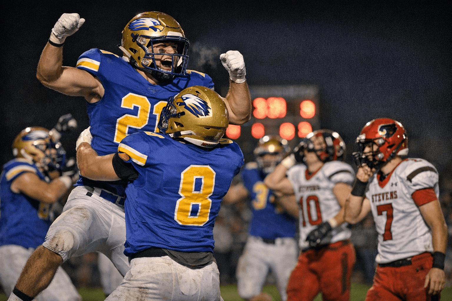 Gilford Golden Eagles beat Stevens Cardinals 48-35, advance to DIII semifinals