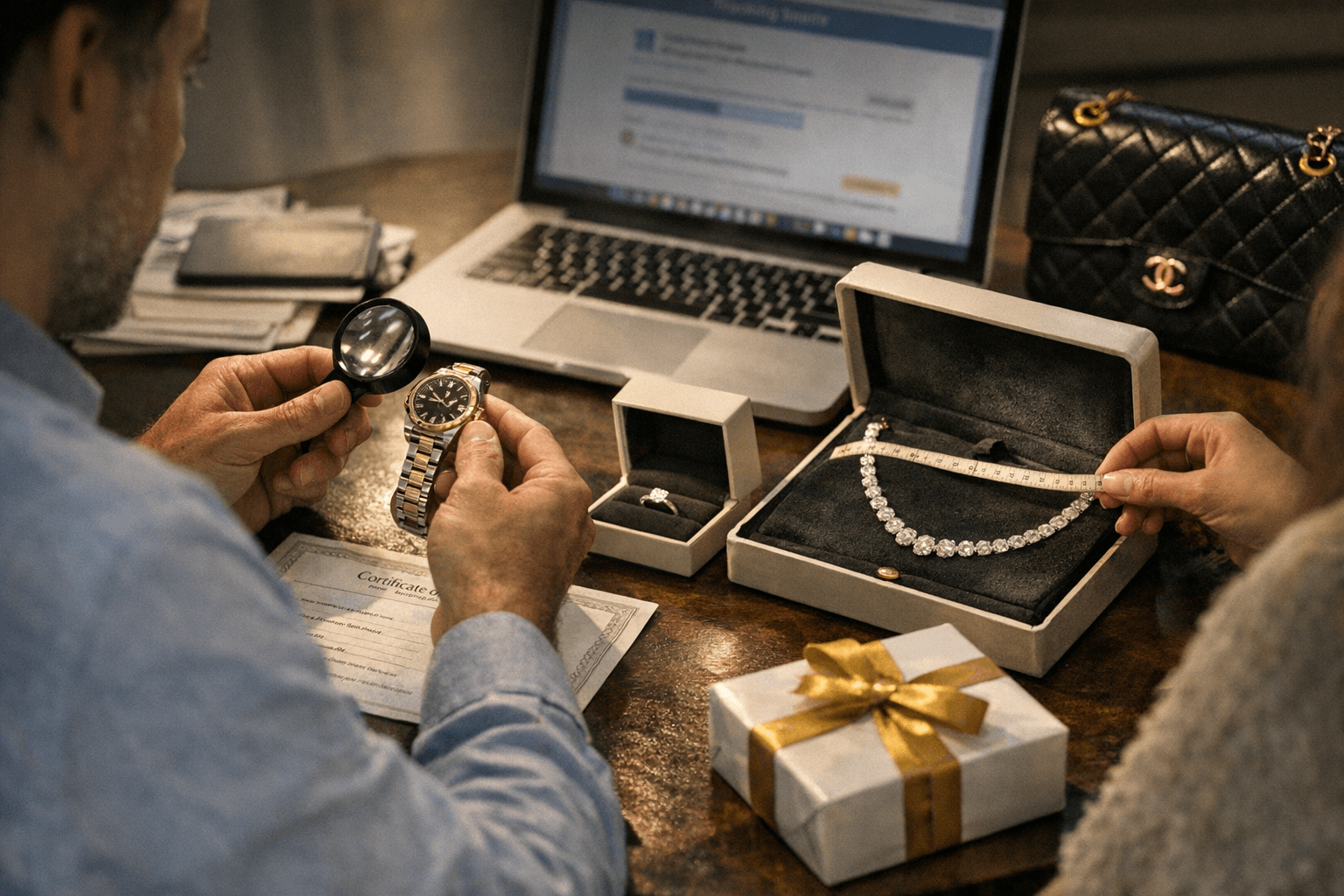 Verify authenticity, sizing and lead times when buying luxury anniversary gifts