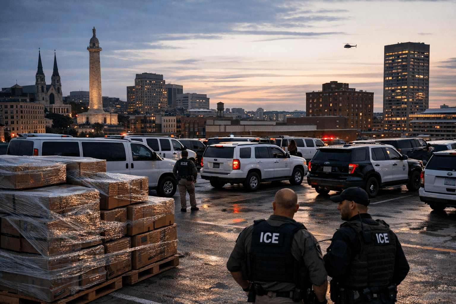 ICE Stockpiles Meals and Stages Dozens of Vehicles in Baltimore