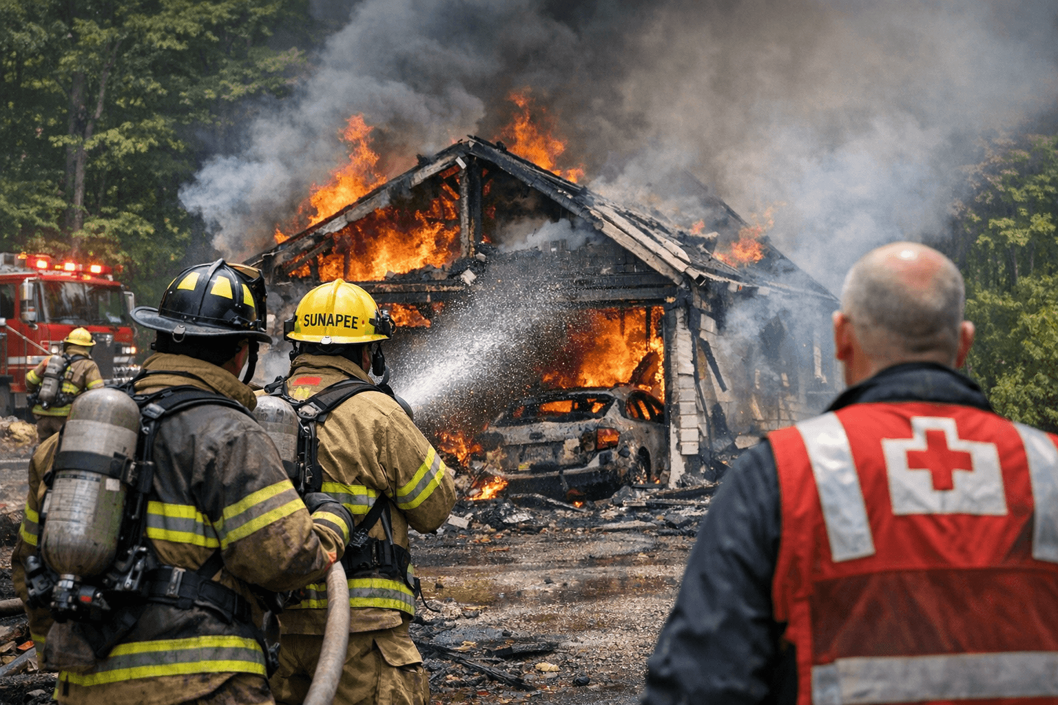 Second-Alarm Garage Fire in Sunapee Brings Mutual Aid, Red Cross