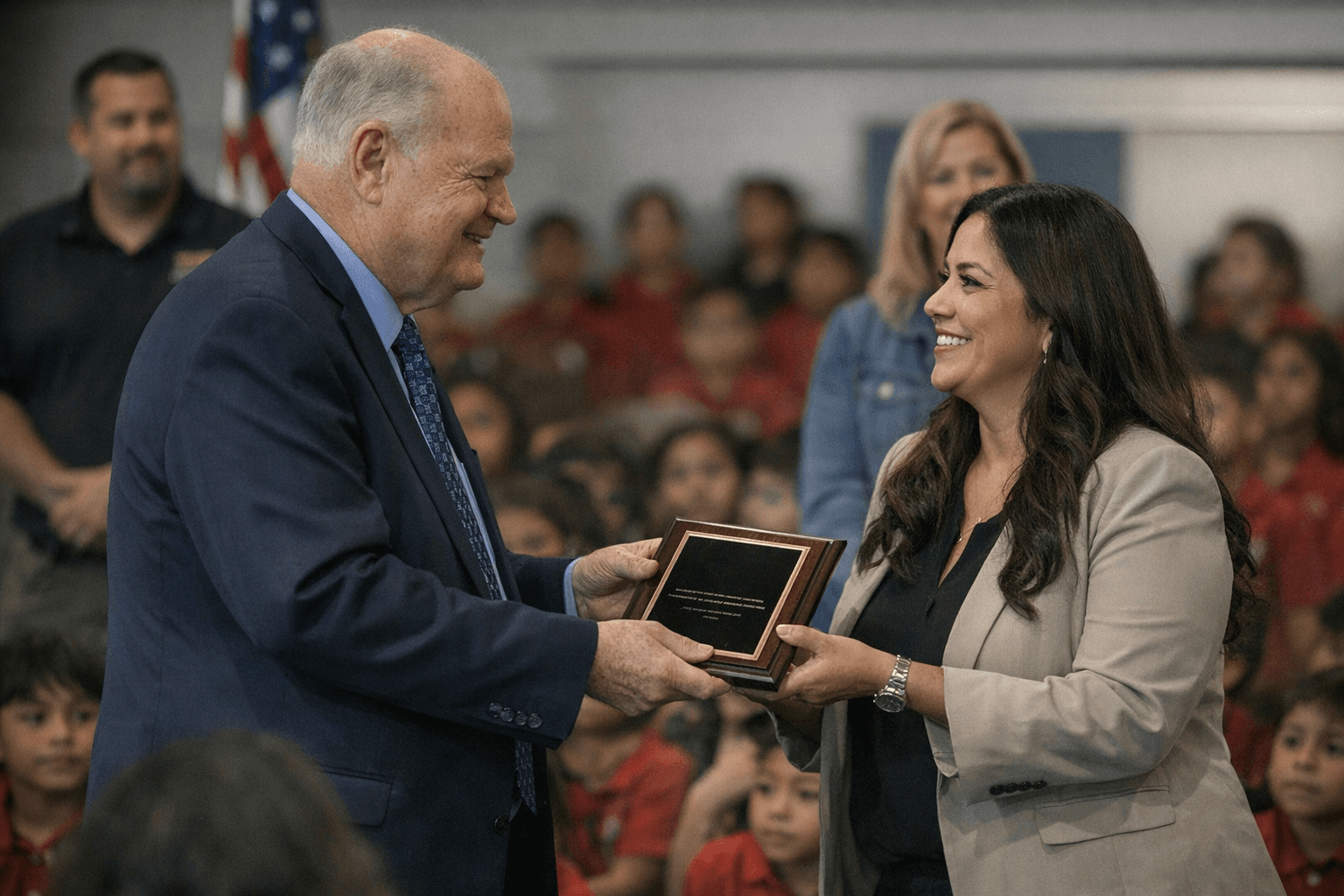 Tom Horne Presents Plaque to Desert View Academy After Outperforming State Tests