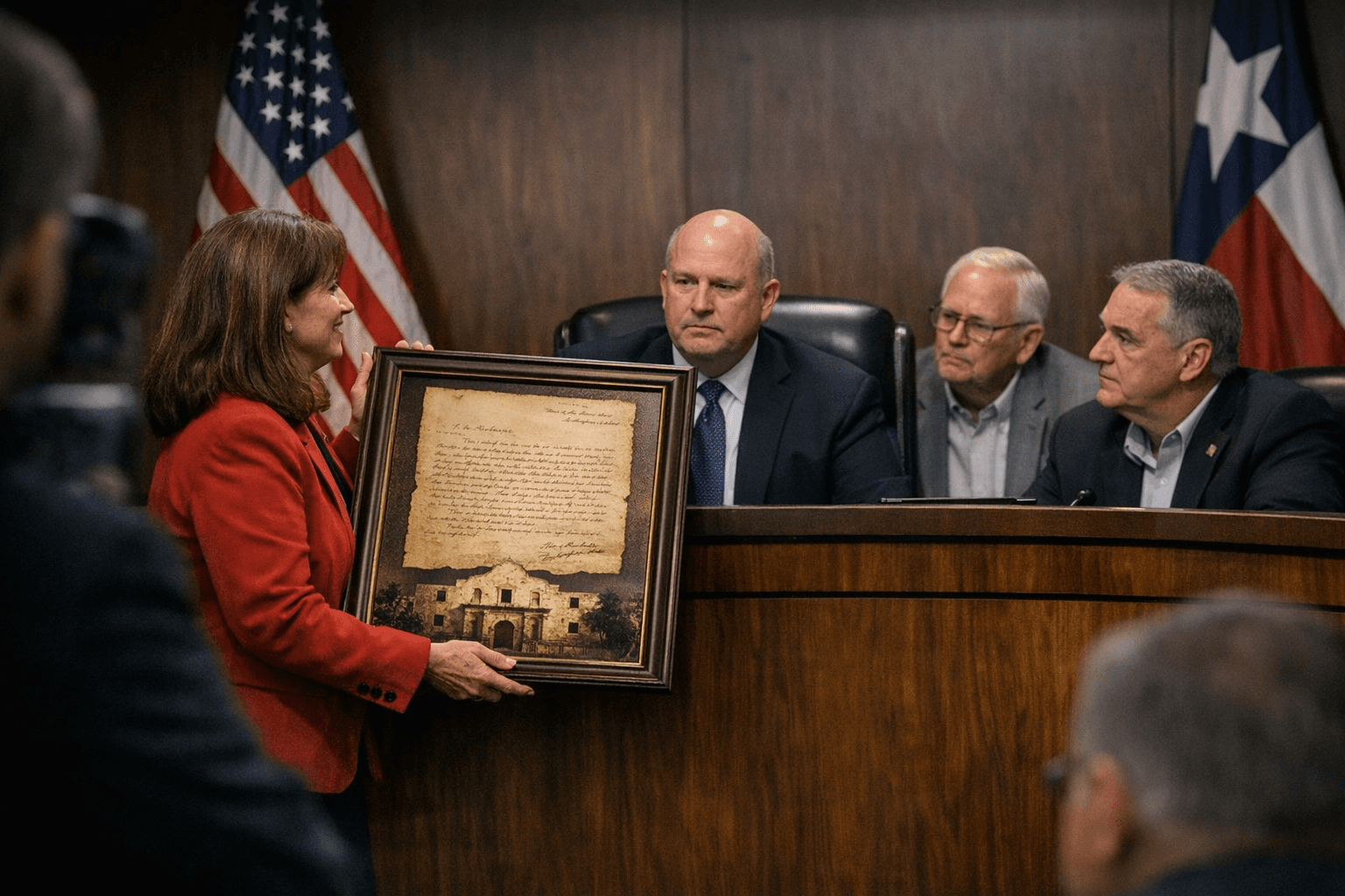 Collin County Commissioners Approve Alamo Letter Plaque Gifted by State Senator Paxton