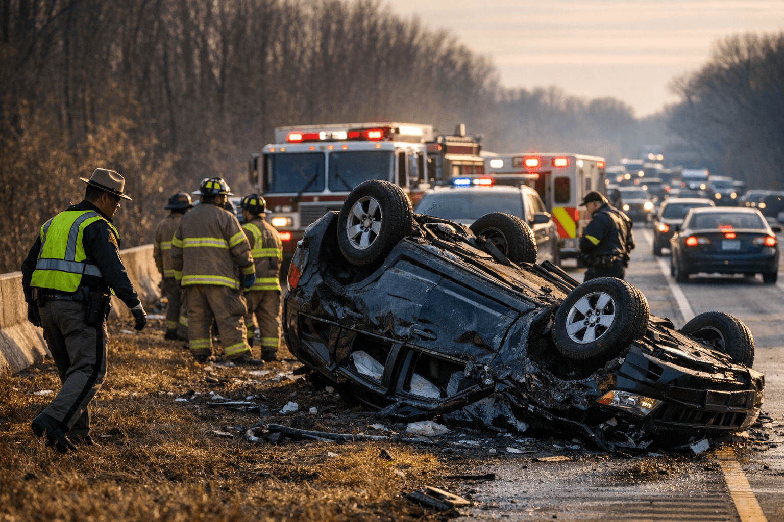Eastbound rollover near Prince George’s County line leaves no one trapped