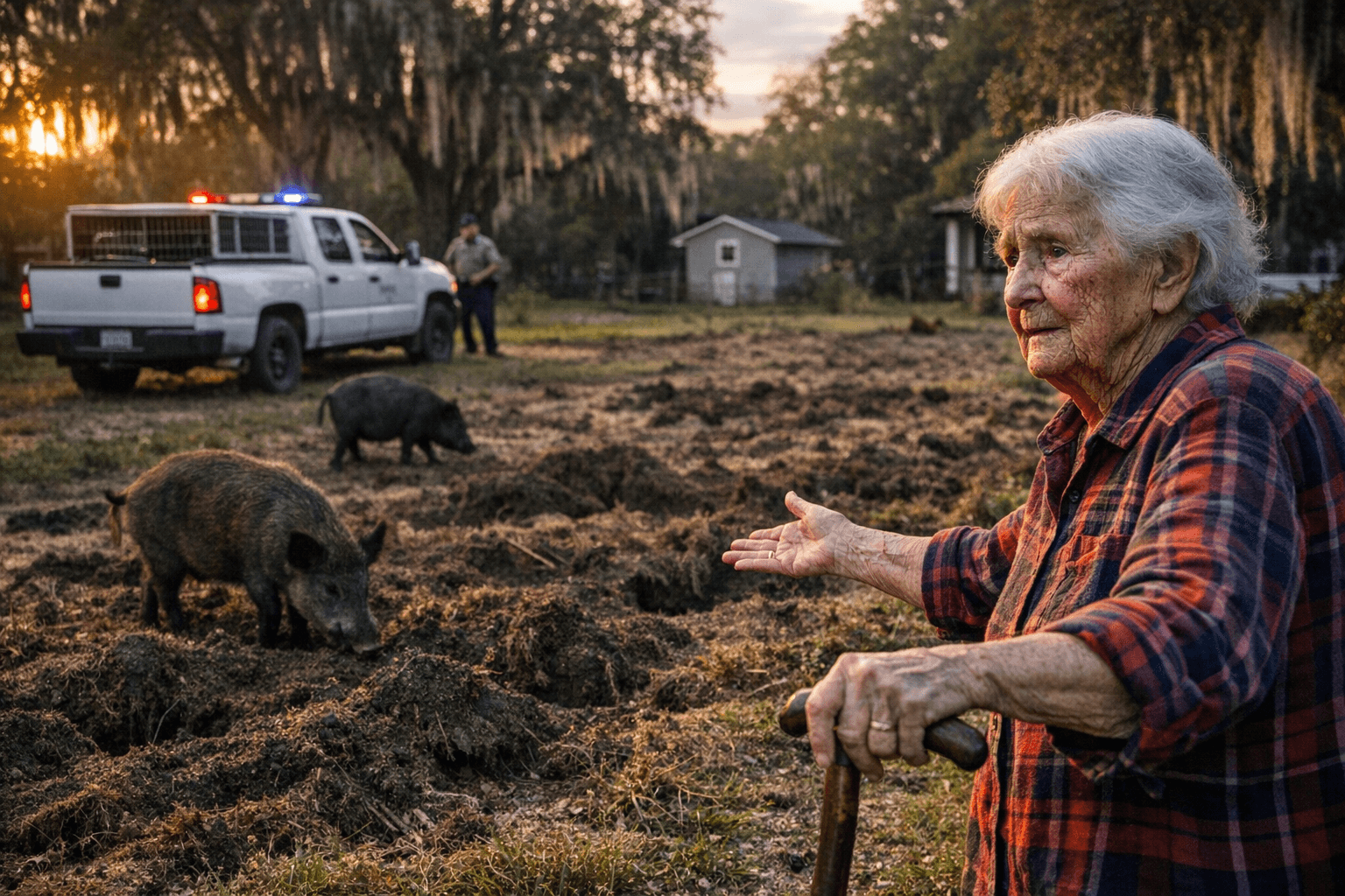 88-year-old Sanford homeowner pleads for help as wild hogs tear up yard