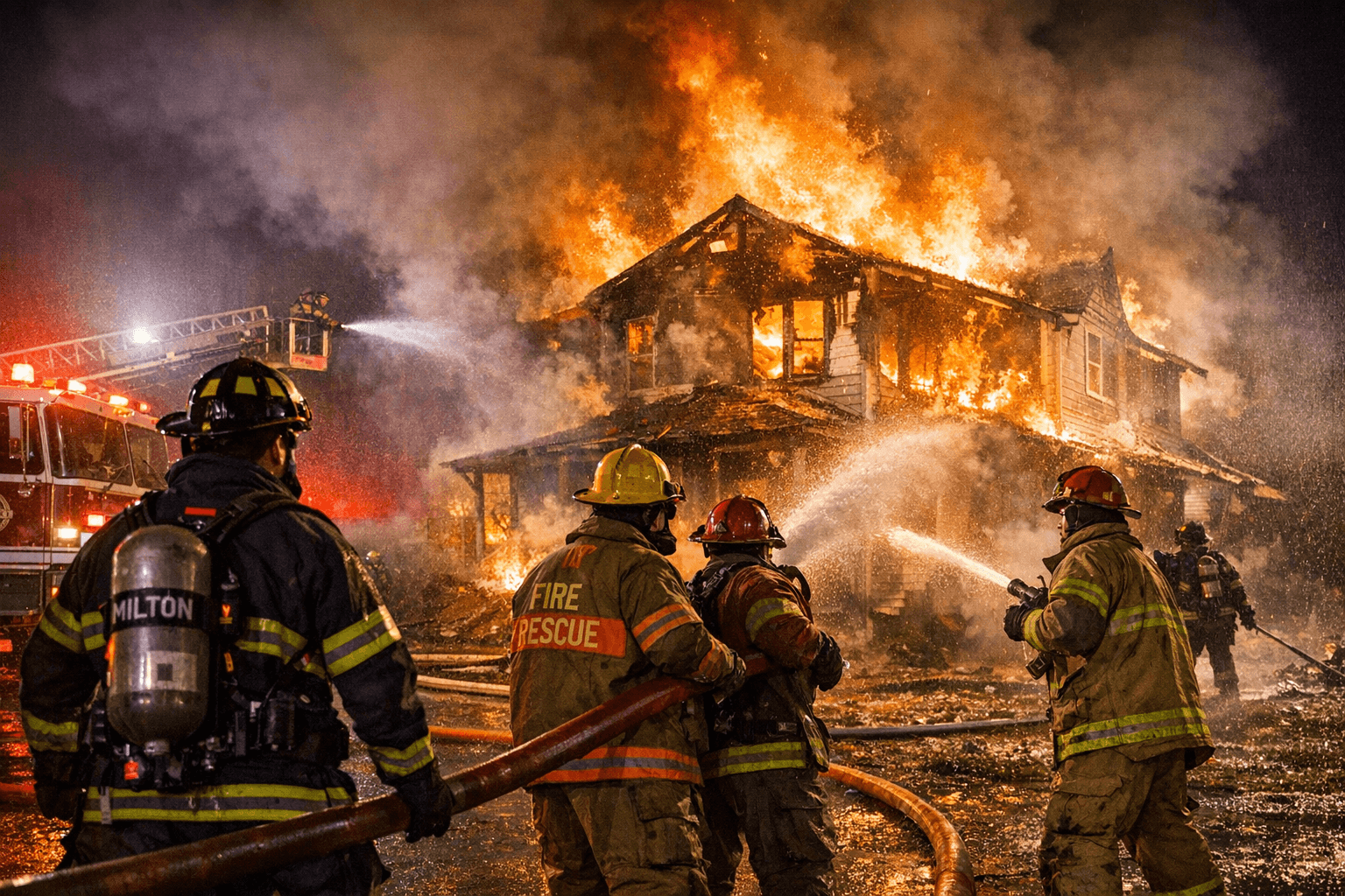 Volunteers, Milton Fire Provide Mutual Aid at Baylor Boulevard House Fire