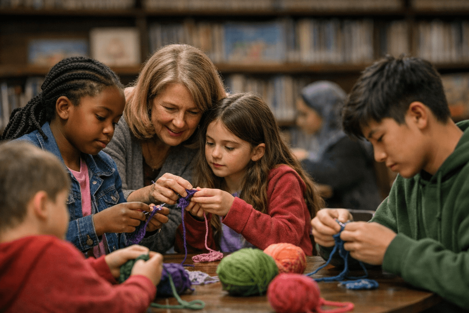 Parkway Central Library Hosts Crochet Club Teaching Children and Teens