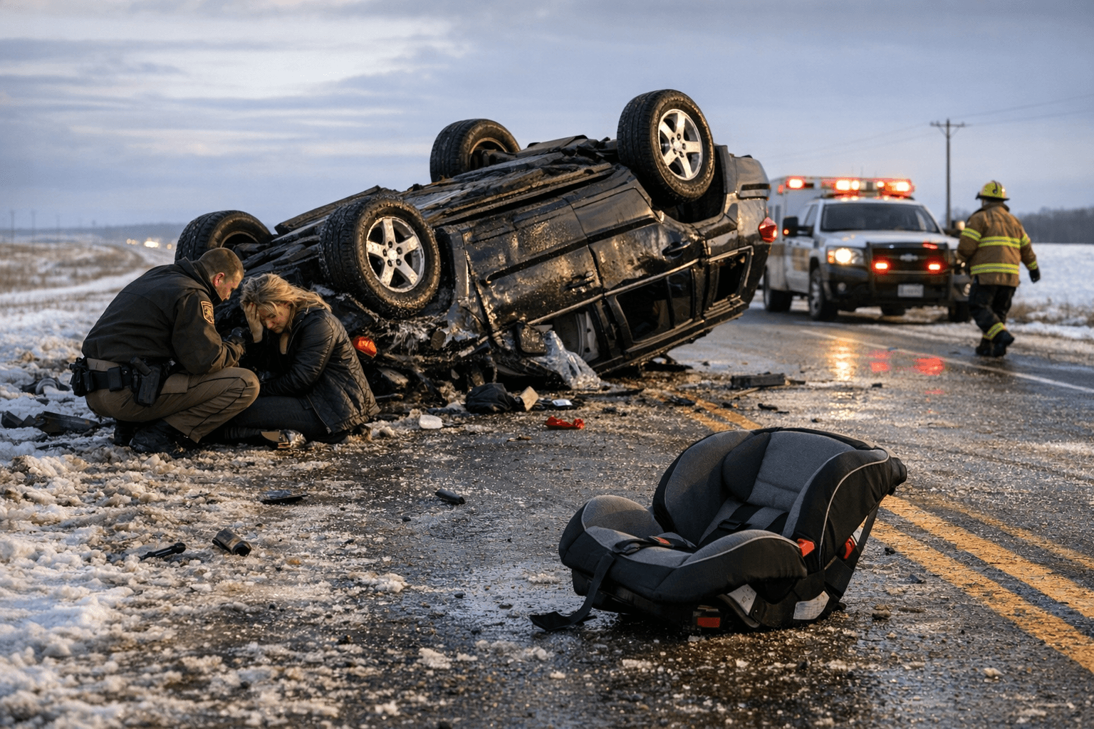 Alta Woman Fell Asleep; Jeep Rollover on Highway 7, Child-seat Charges