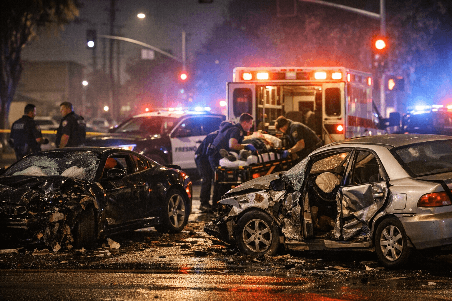Fresno police chase ends in crash at Fruit and McKinley, two hospitalized