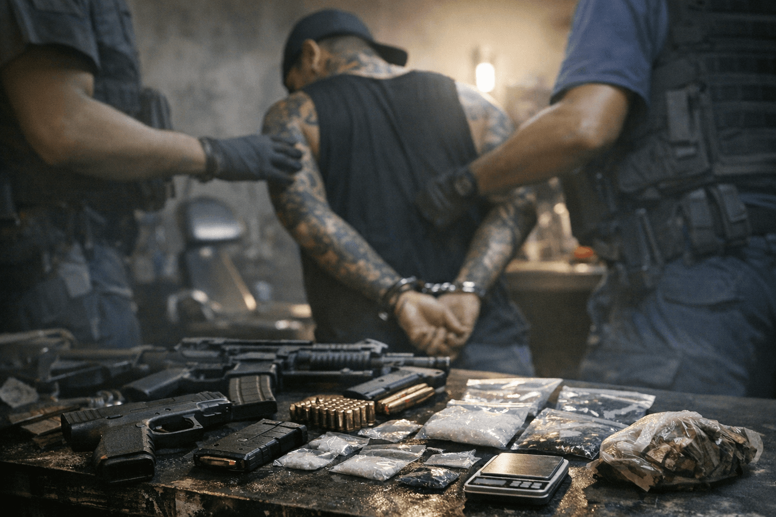Makato tattoo artist arrested after firearms, ammunition and suspected drugs seized