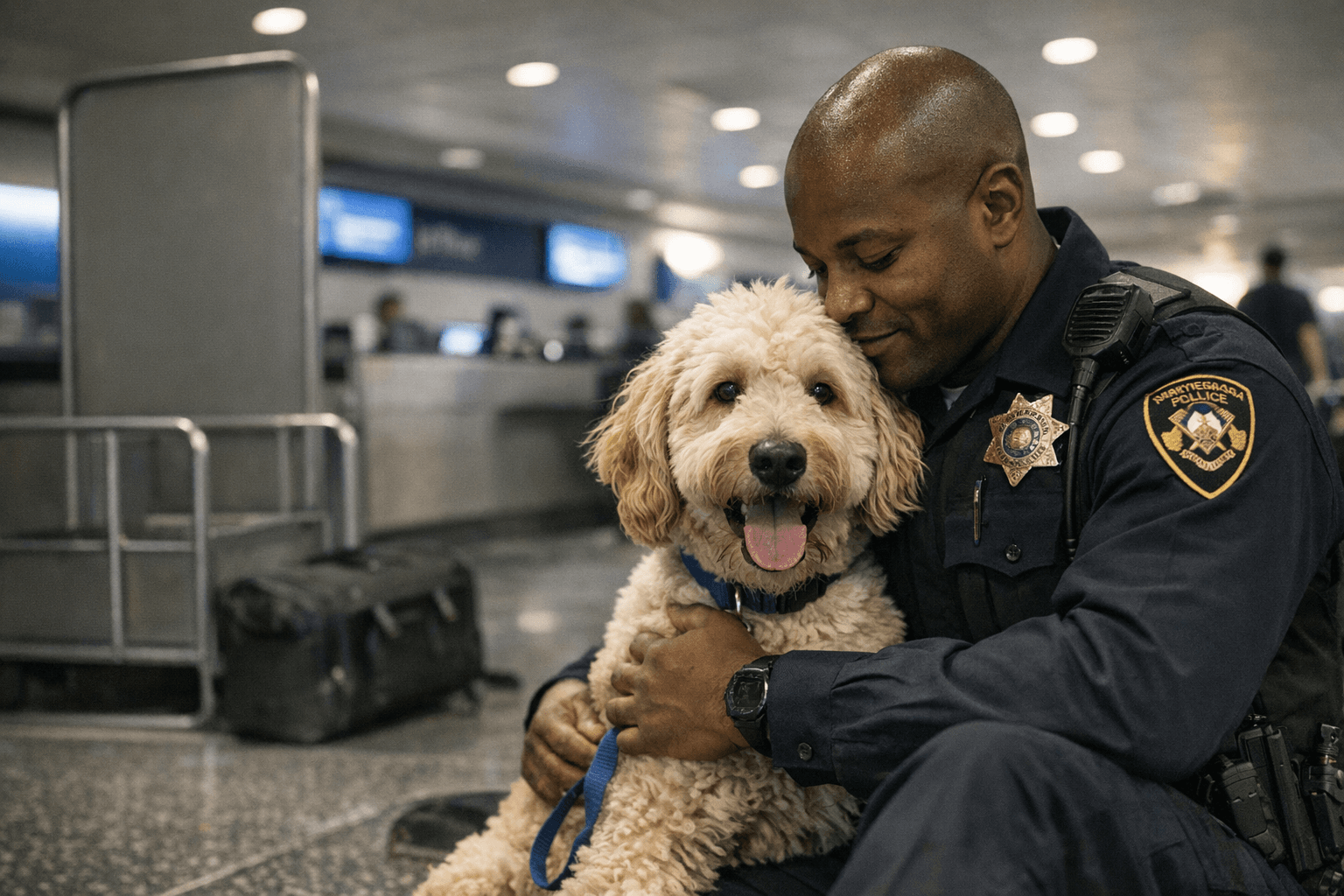 Las Vegas Officer Adopts JetBlue Goldendoodle Abandoned at Airport Counter