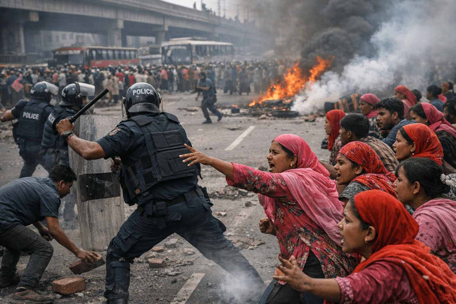 B-Brothers garment workers block Dhaka-Sylhet highway, clash with police over unpaid wages