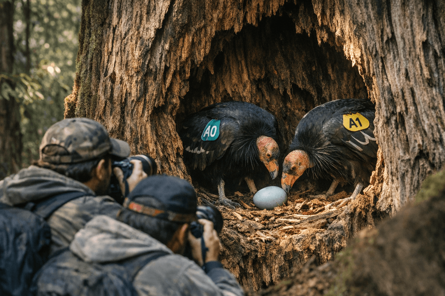 Yurok-led Condors Appear to Tend Wild-Laid Egg in Redwood Creek, Humboldt County