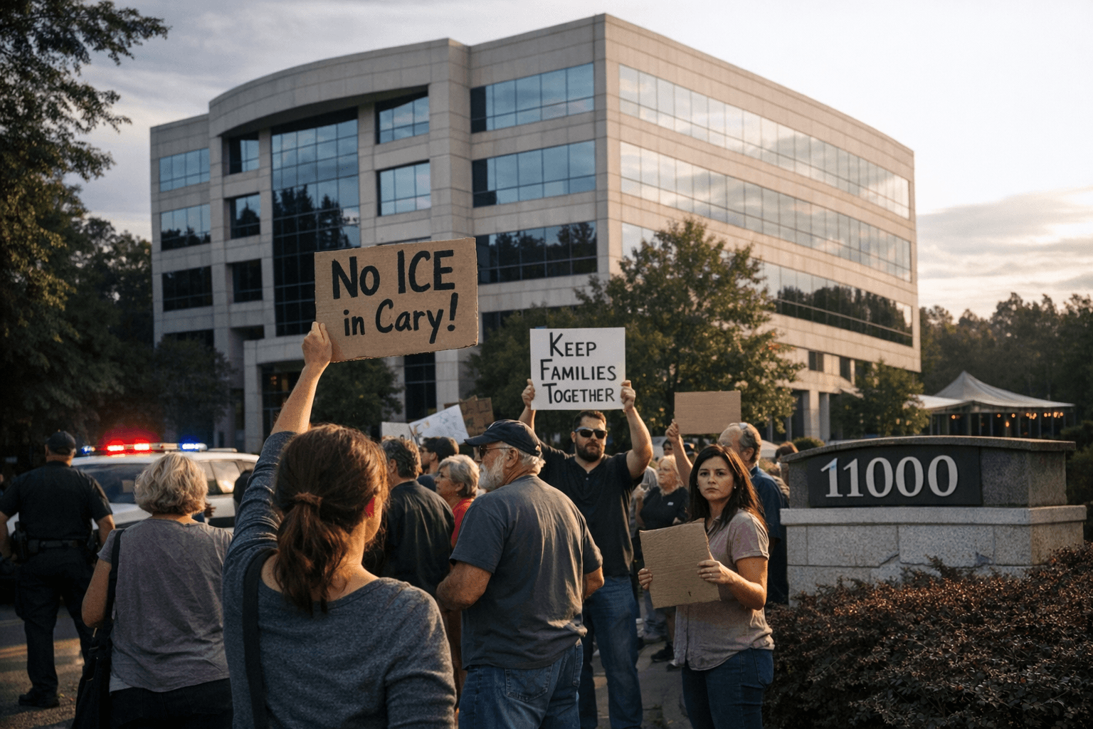 Cary Residents Protest Reported ICE Lease at 11000 Regency Parkway