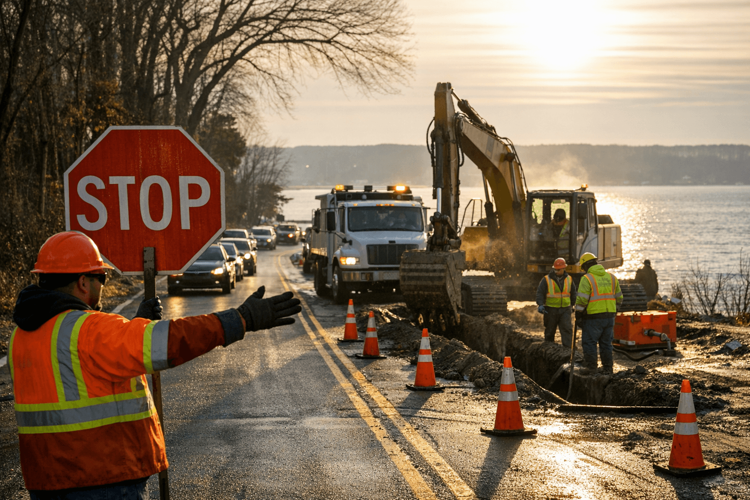 Flaggers to Control North Lane During Peninsula Drive Sewer Work March 4