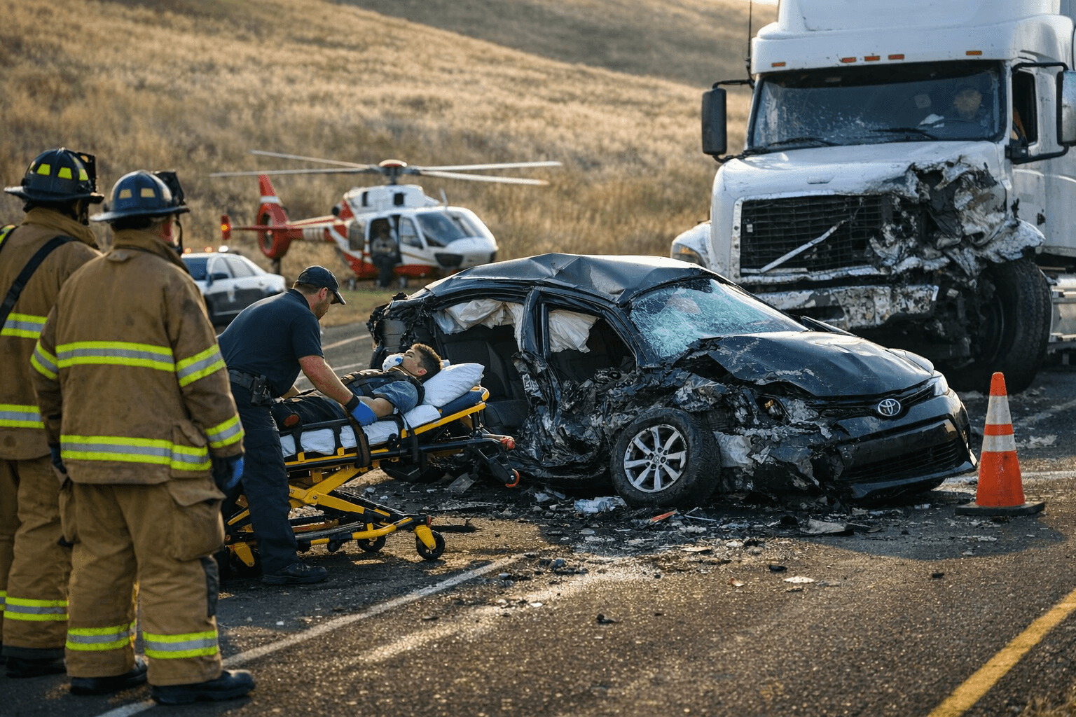 Passenger Killed, Driver Critical After Car Hit by Semi on SR 195