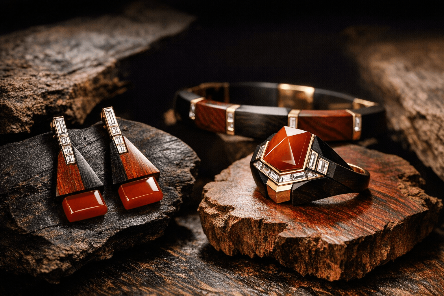 Fernando Jorge Unveils Geometric Gold Collection Pairing Gemstones with Rich Woods