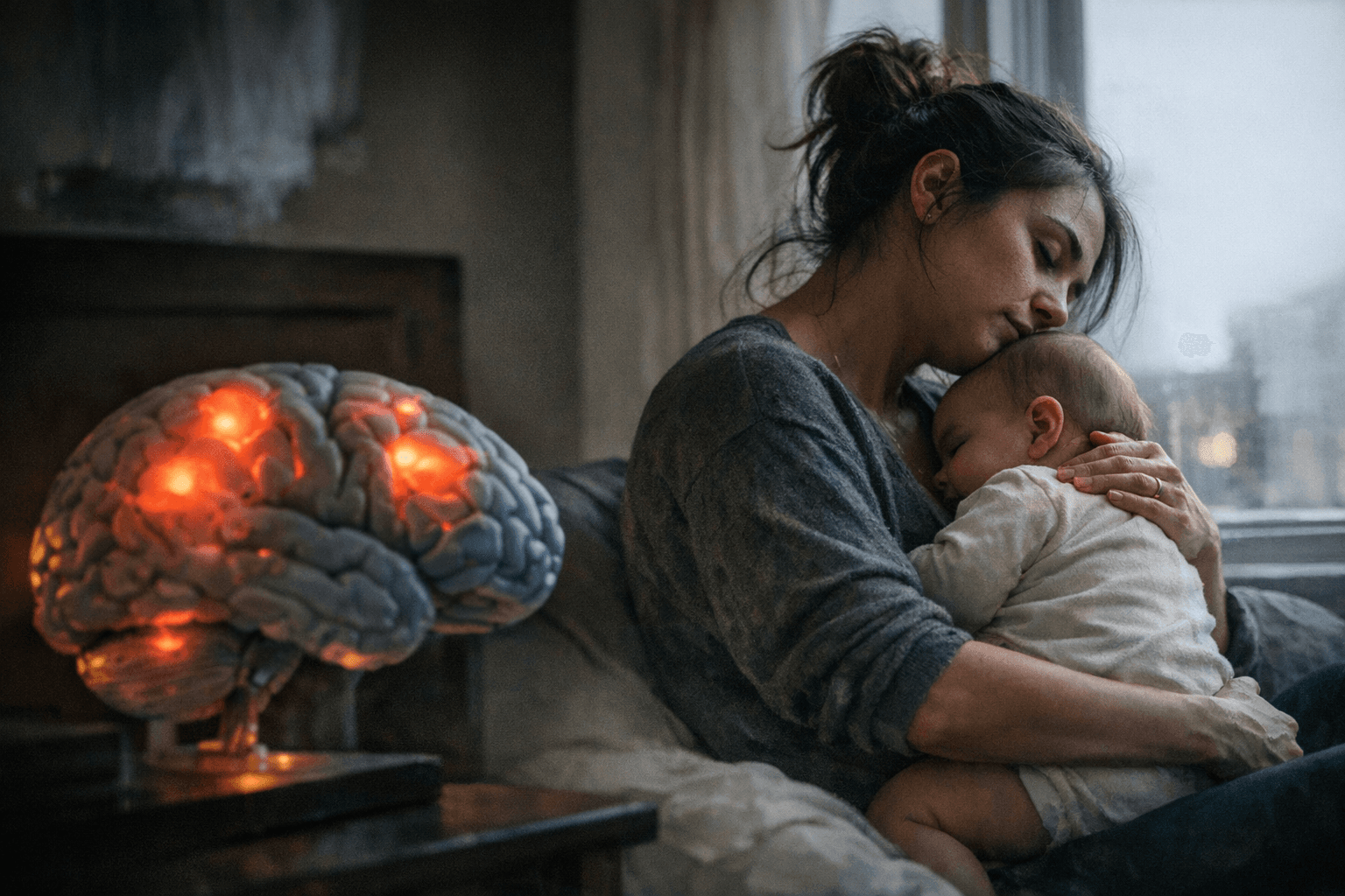 Pregnancy shrinks cortical gray matter then partially rebounds, recovery tied to bonding