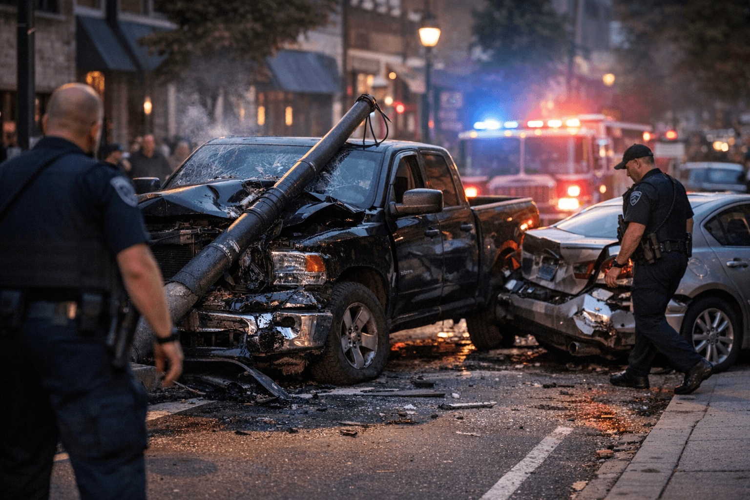 Man charged after pickup strikes parked cars, poles in downtown Asheville