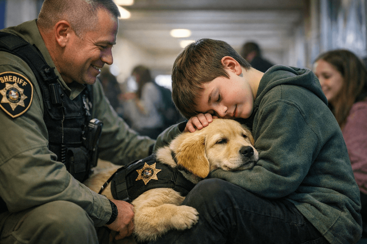 Douglas County Sheriff's Office Therapy Dog Olive Warms Mountain Ridge Students