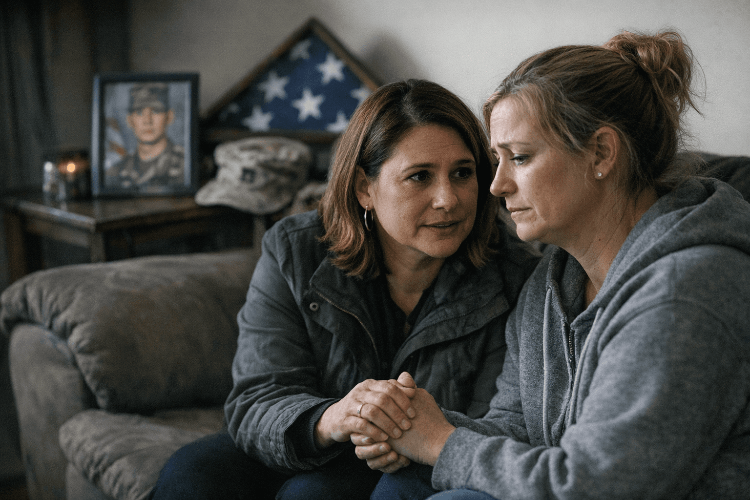 Lt. Gov. Flanagan Meets Two Harbors Mother Worried About Guardsman's Deployment