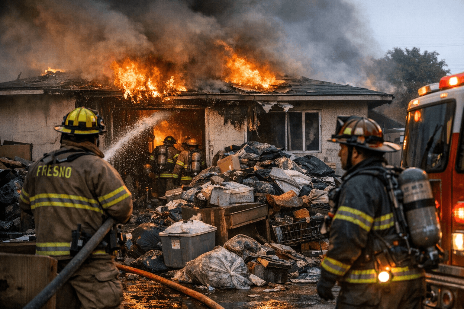 East Fresno House Blaze Hampered by Hoarding Conditions; No Injuries Reported