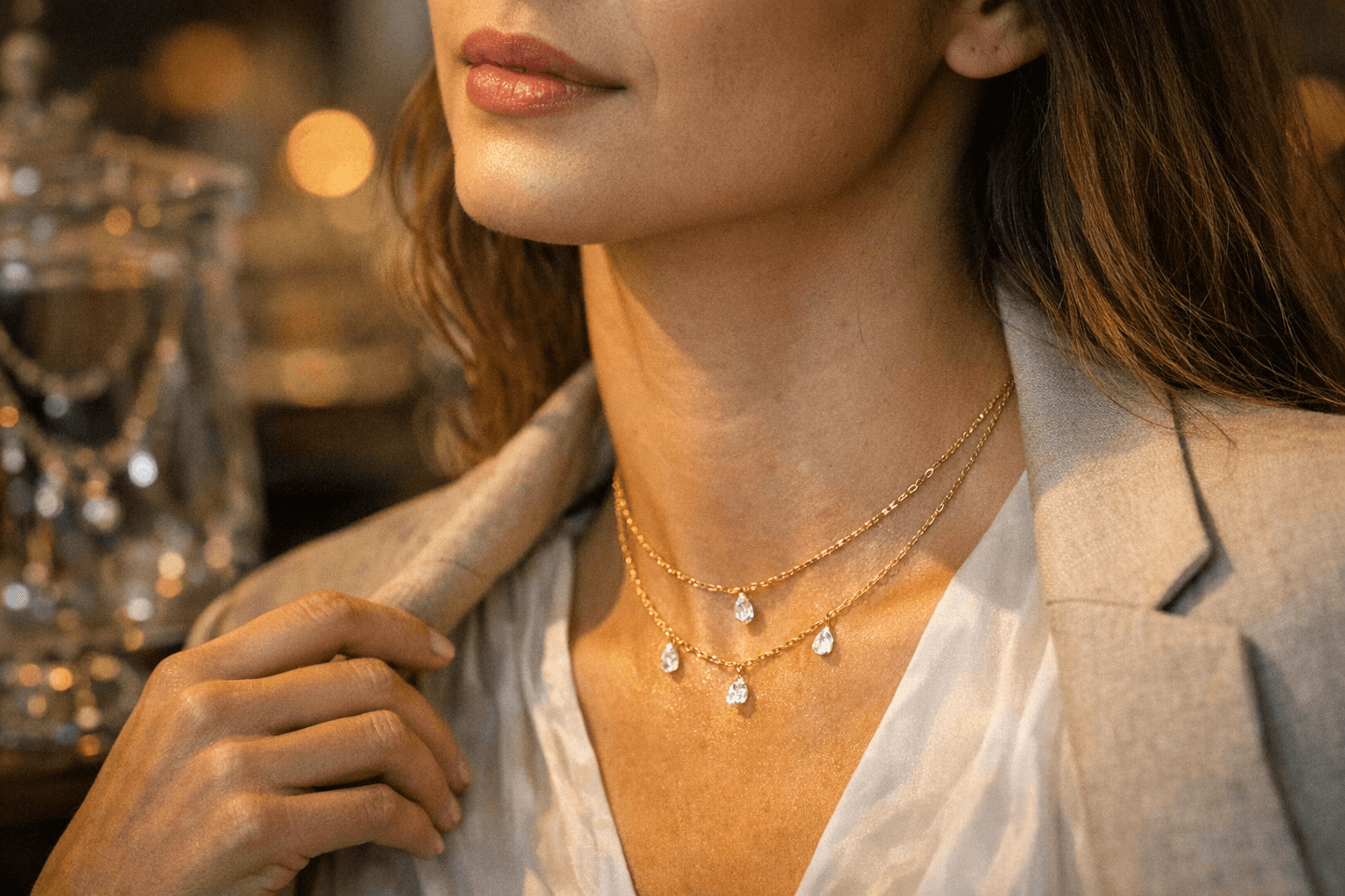 Anthropologie’s $30 Dainty Layered Crystal Necklace Adds Instant Sparkle