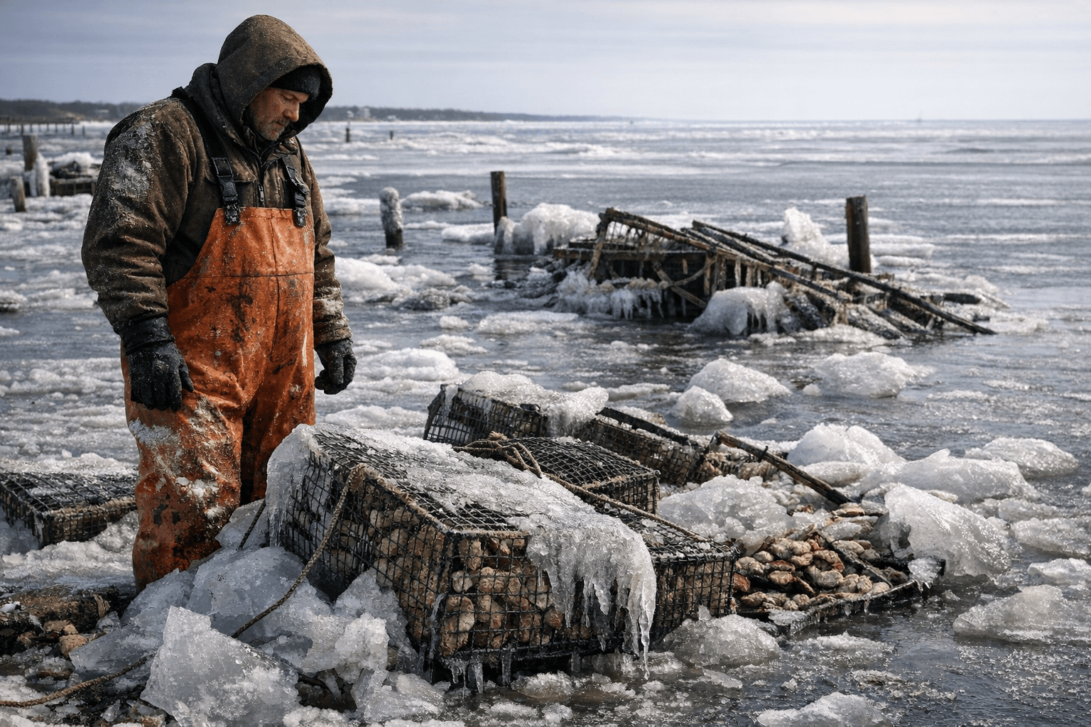 Brutal Winter Ice Devastates Suffolk County Oyster Farms, Millions of Oysters Lost