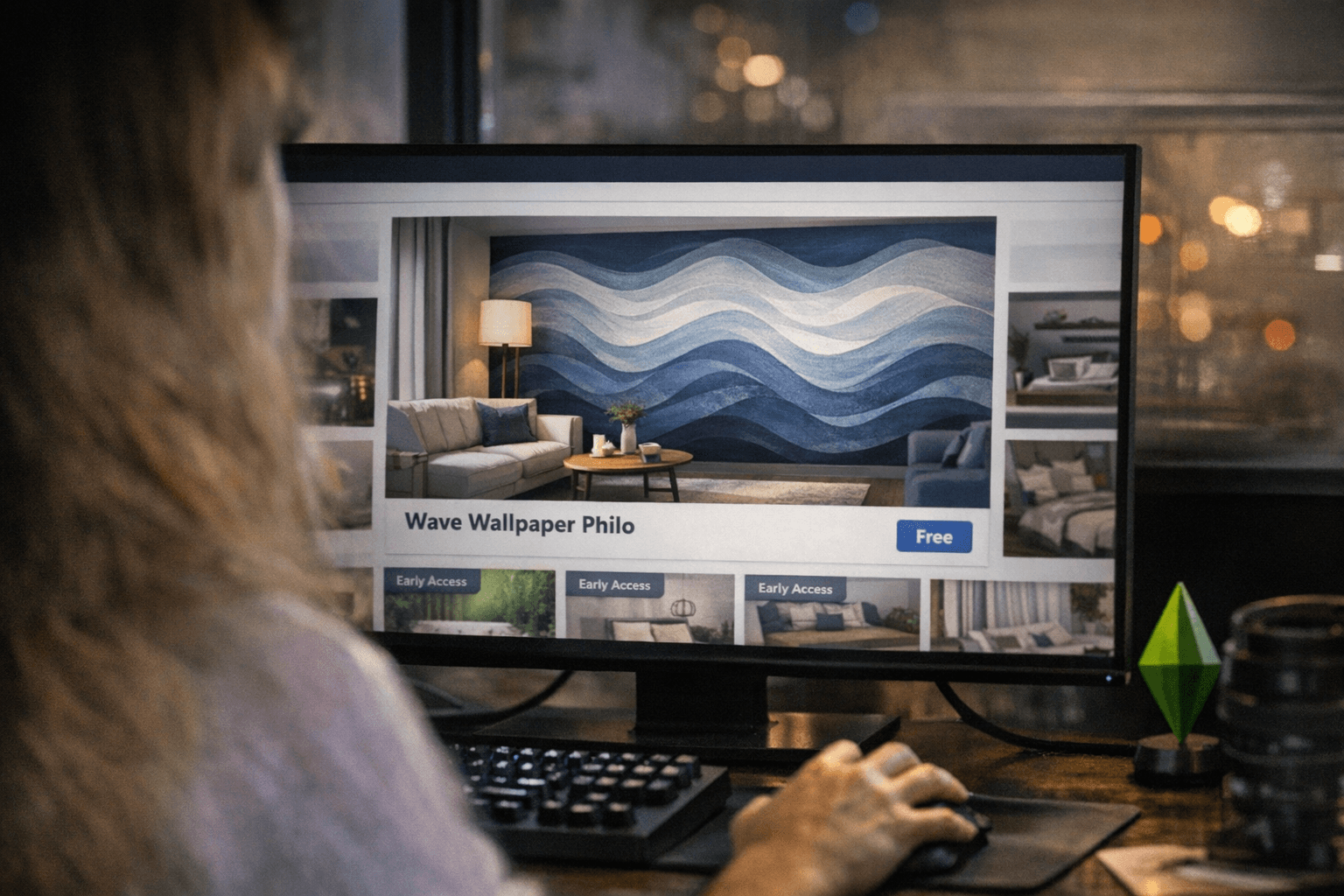 Wave Wallpaper Philo listed free on ModCollective's Sims 4 page March 2