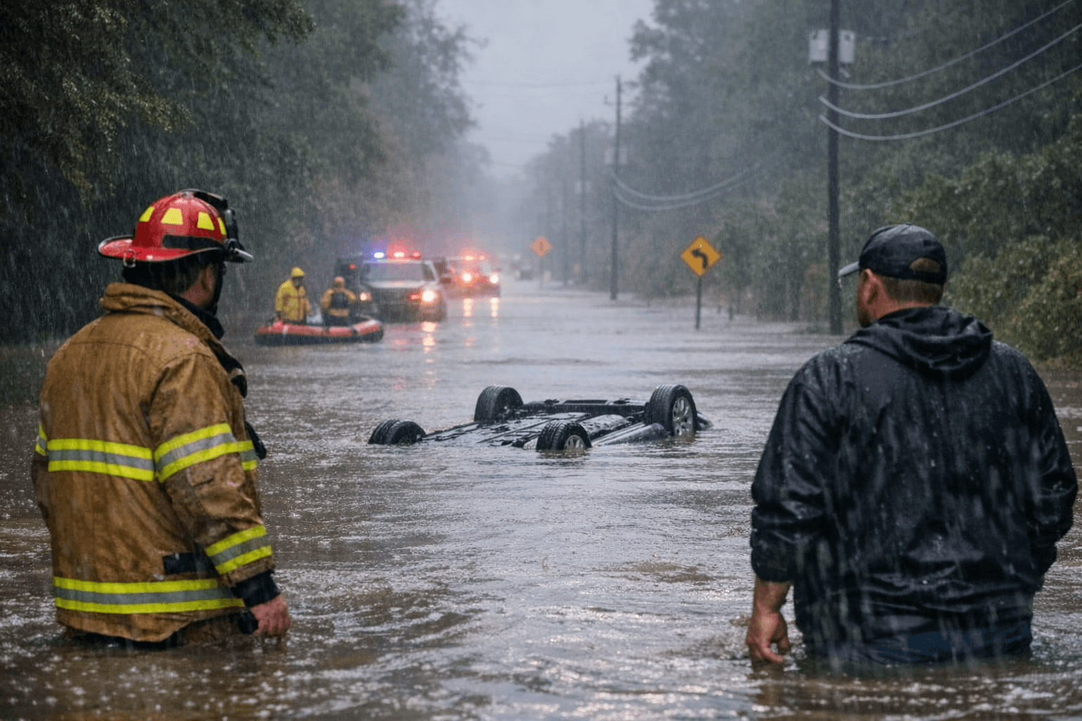 March 8 storms flood north Harris County, one vehicle fully submerged