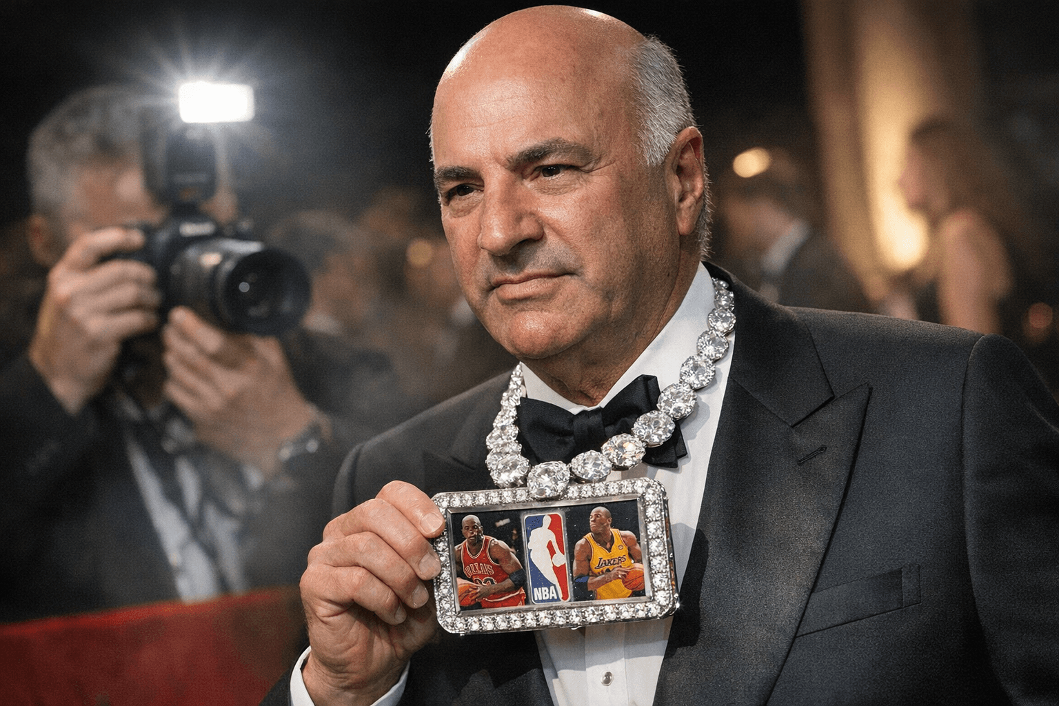 Kevin O’Leary Unveils 101-Carat Diamond Necklace Featuring Jordan-Kobe Logoman Card