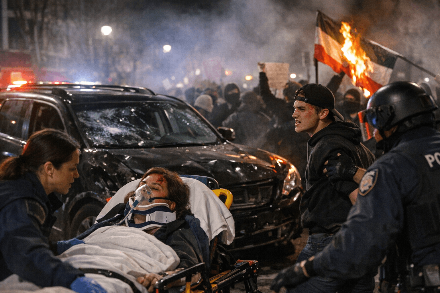 Driver injured at Eugene anti-Iran protest; 19-year-old protester cited