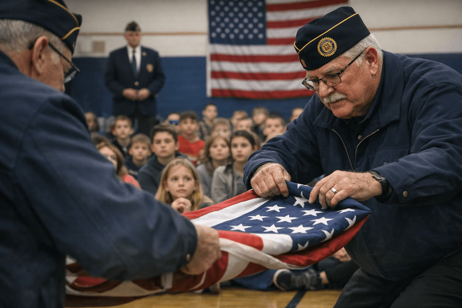 American Legion Post 14 Teaches Jamestown Students Flag History, Folding