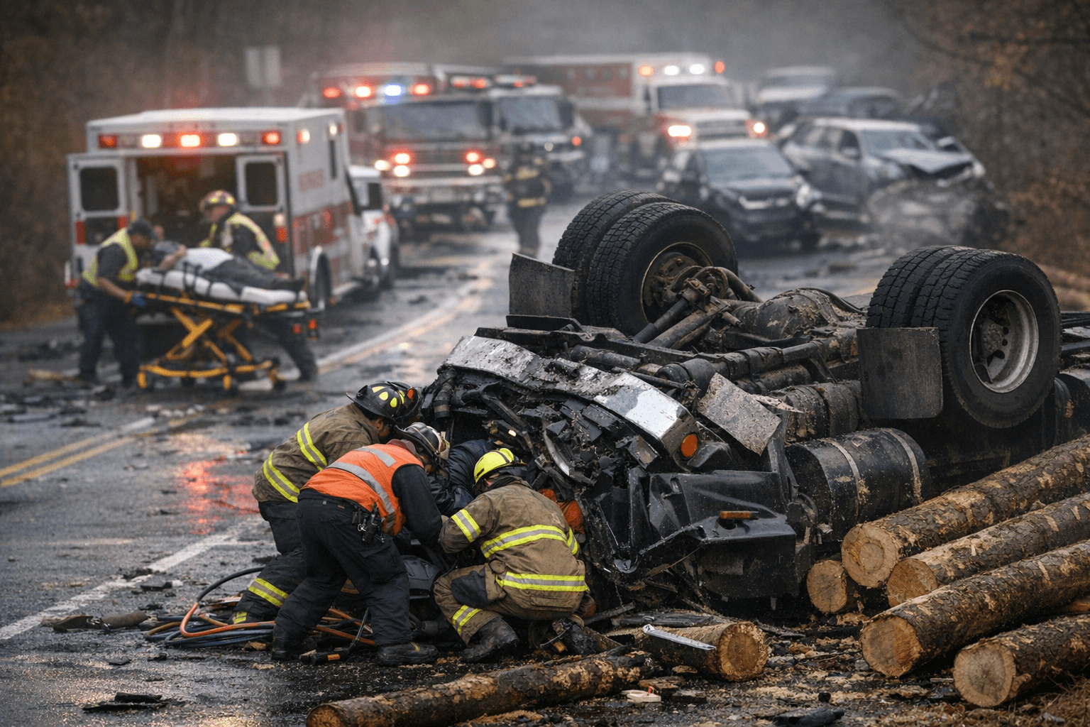 Nine-Vehicle Crash on Route 17A in Goshen Hospitalizes Six, Traps Two Drivers