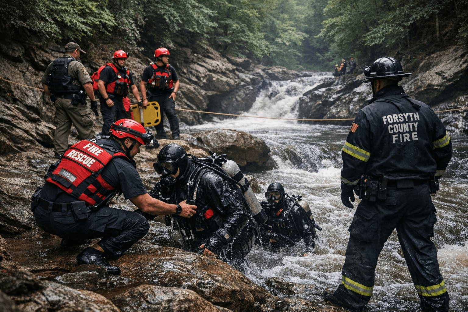 Forsyth County, Johns Creek Teams Help Recover Missing Fisherman From Amicalola Creek