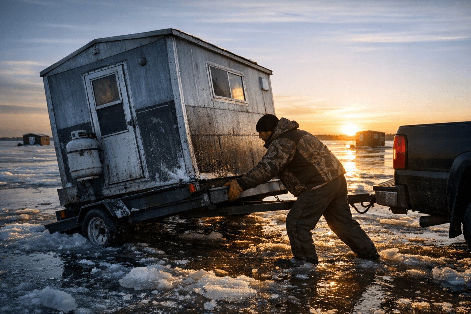 North Dakota Fish Houses Must Leave Frozen Waters by Mid-March