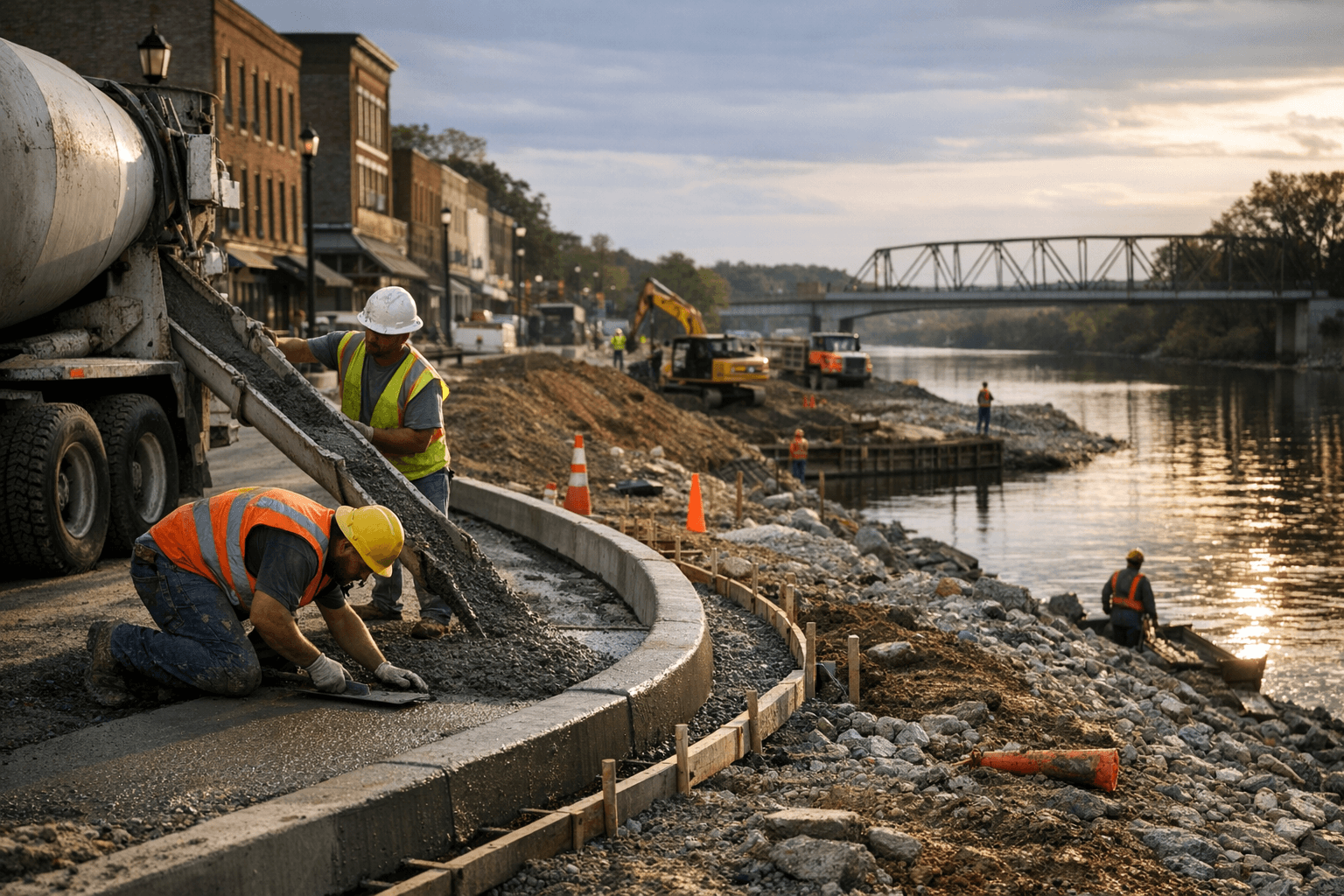 Downtown Streetscape, Riverfront Park Construction Enters Visible Phase in Morgan County