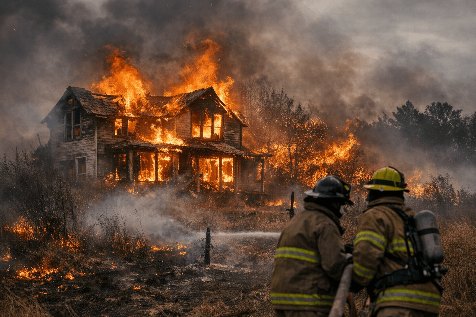 Brush Fire Spreads to Abandoned Zebulon Home Amid Dry, Windy Conditions